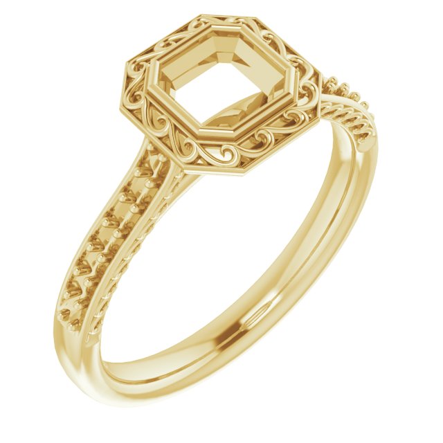 Bezel-Set Accented Scroll Engagement Ring