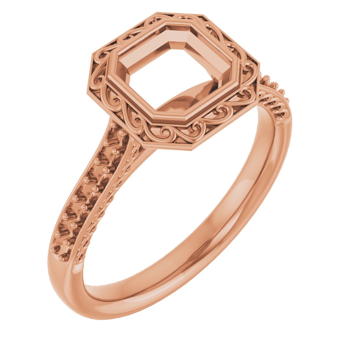 Bezel-Set Accented Scroll Engagement Ring