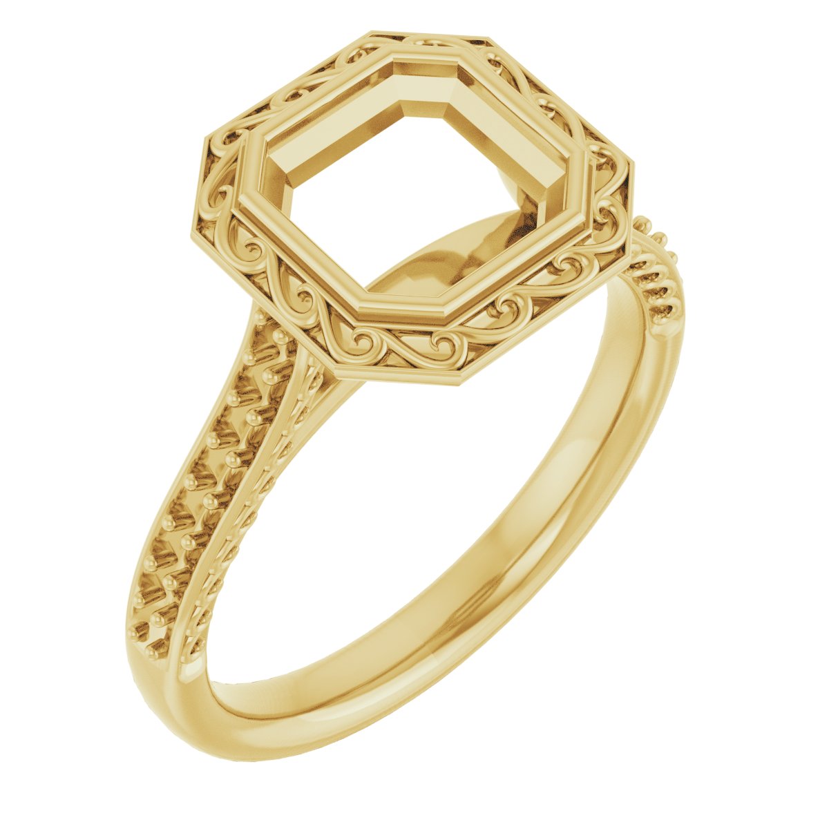 Bezel-Set Accented Scroll Engagement Ring