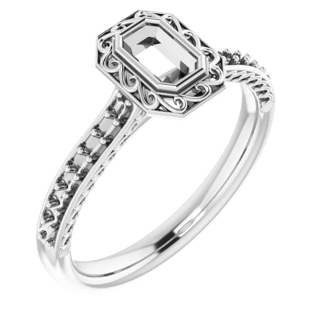 Bezel-Set Accented Scroll Engagement Ring