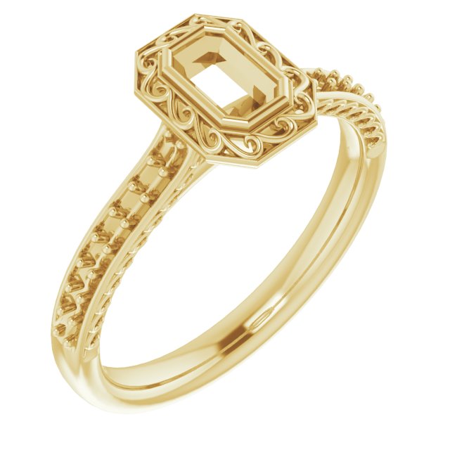 Bezel-Set Accented Scroll Engagement Ring