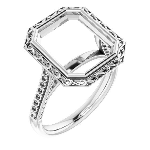 Bezel-Set Accented Scroll Engagement Ring