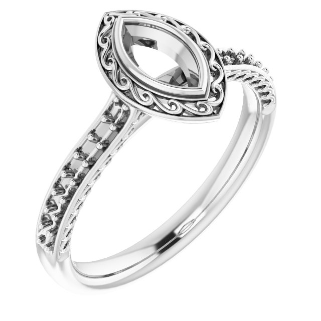 Bezel-Set Accented Scroll Engagement Ring