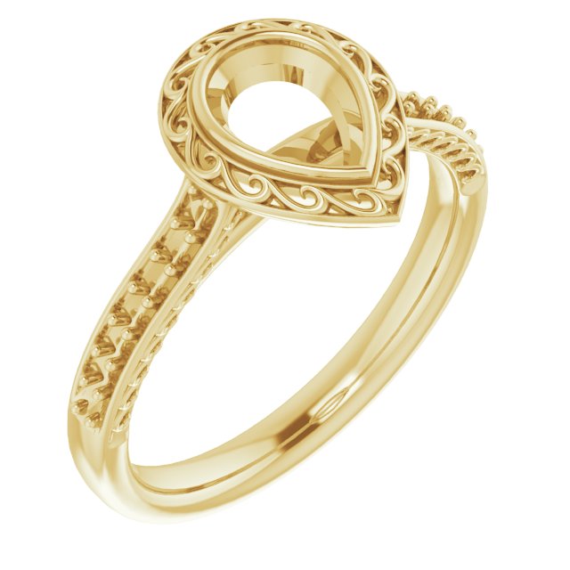 Bezel-Set Accented Scroll Engagement Ring