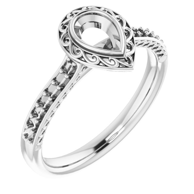 Bezel-Set Accented Scroll Engagement Ring