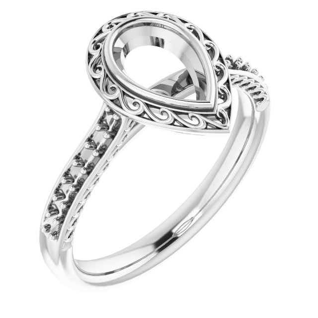 Bezel-Set Accented Scroll Engagement Ring