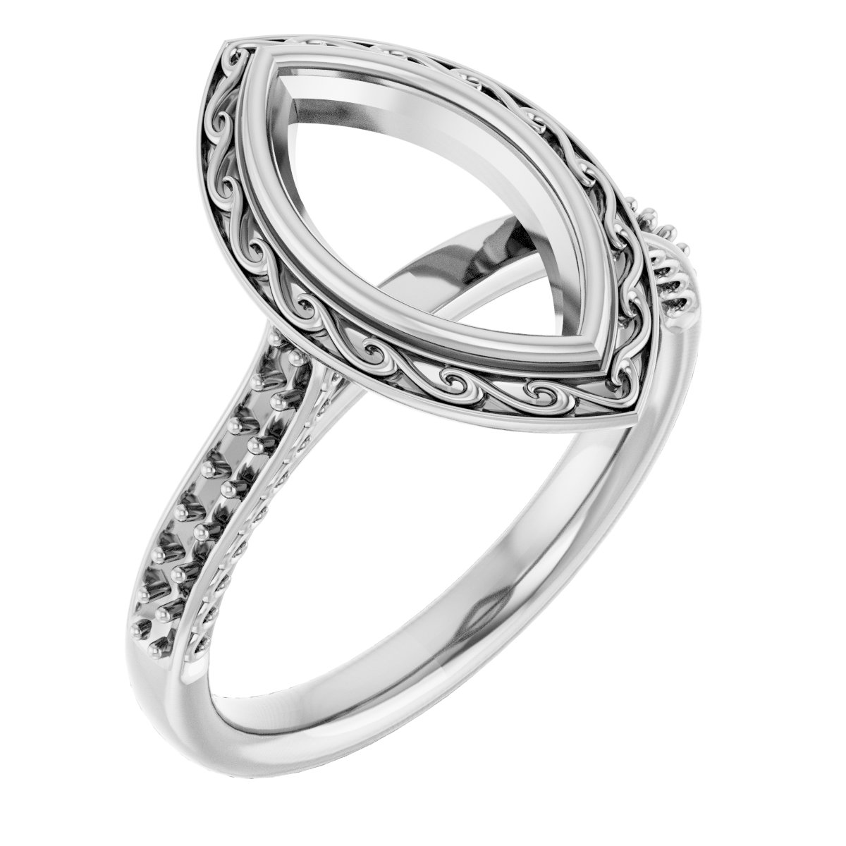 Bezel-Set Accented Scroll Engagement Ring