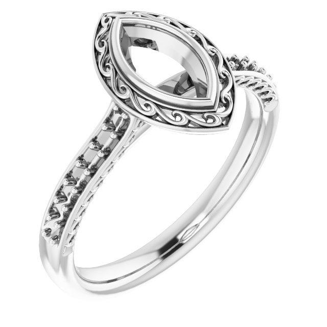 Bezel-Set Accented Scroll Engagement Ring