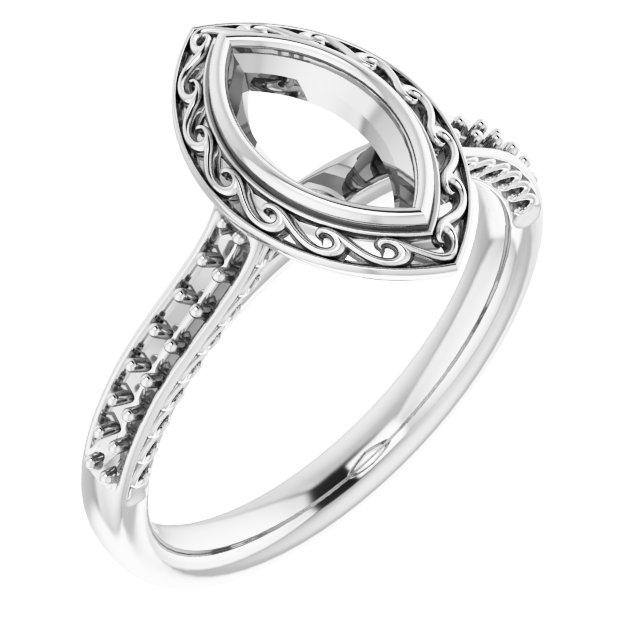 Bezel-Set Accented Scroll Engagement Ring