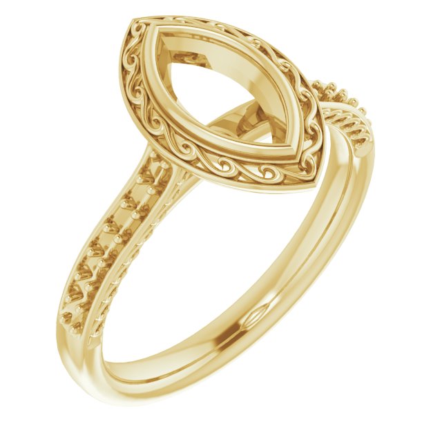 Bezel-Set Accented Scroll Engagement Ring