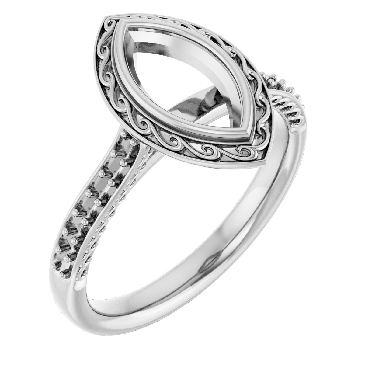 Bezel-Set Accented Scroll Engagement Ring