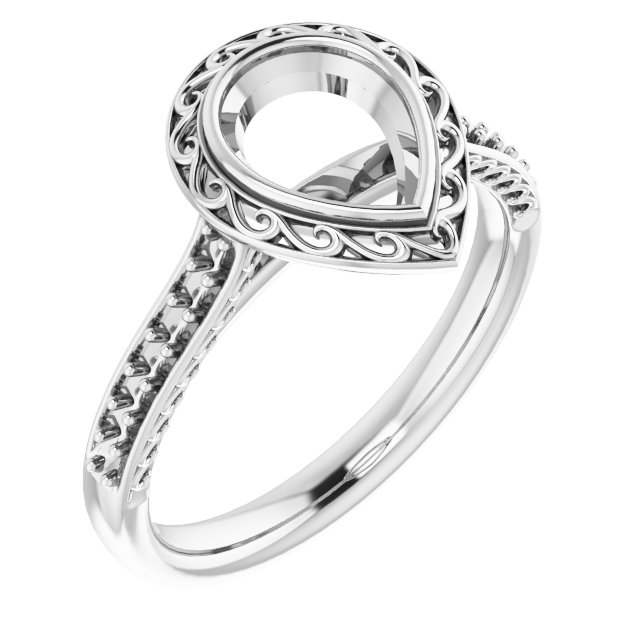 Bezel-Set Accented Scroll Engagement Ring