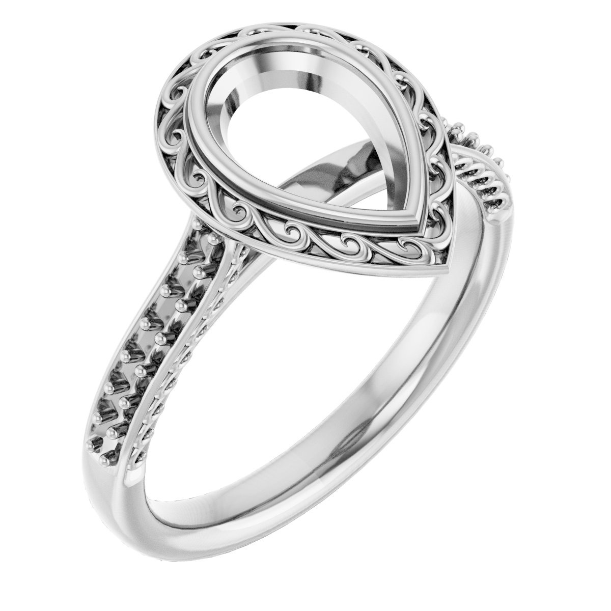 Bezel-Set Accented Scroll Engagement Ring