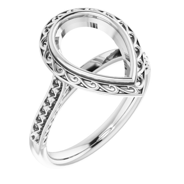 Bezel-Set Accented Scroll Engagement Ring