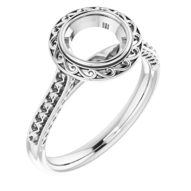 Bezel-Set Accented Scroll Engagement Ring