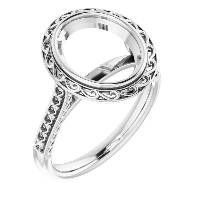 Bezel-Set Accented Scroll Engagement Ring