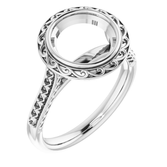 Bezel-Set Accented Scroll Engagement Ring
