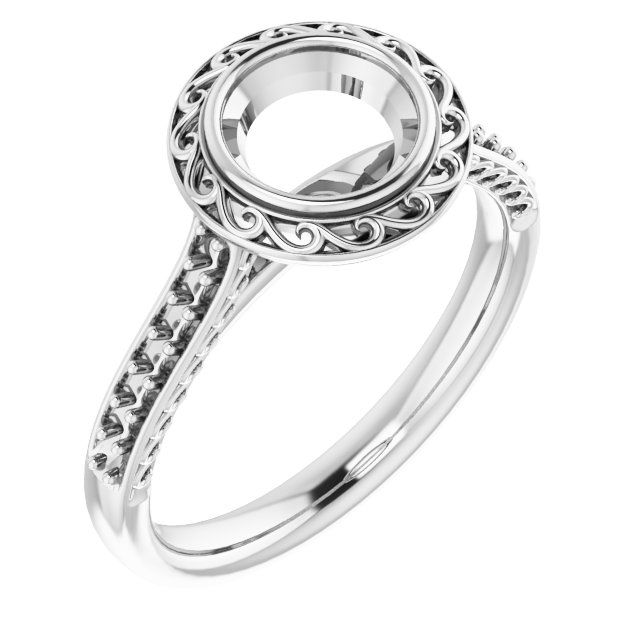 Bezel-Set Accented Scroll Engagement Ring