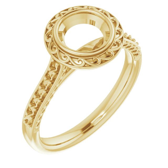 Bezel-Set Accented Scroll Engagement Ring