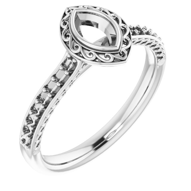 Bezel-Set Accented Scroll Engagement Ring
