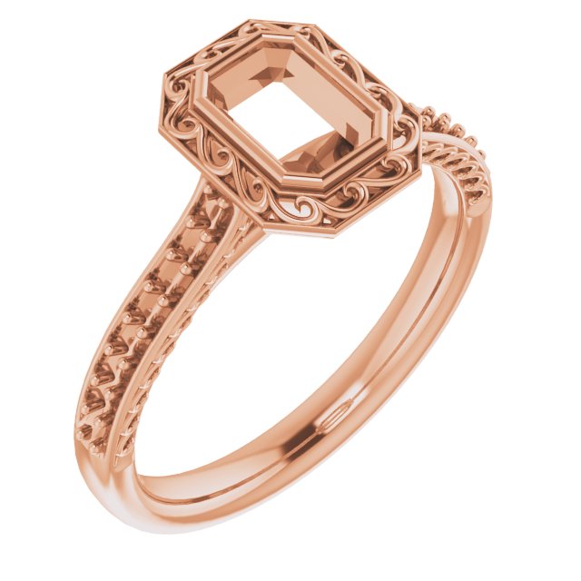 Bezel-Set Accented Scroll Engagement Ring