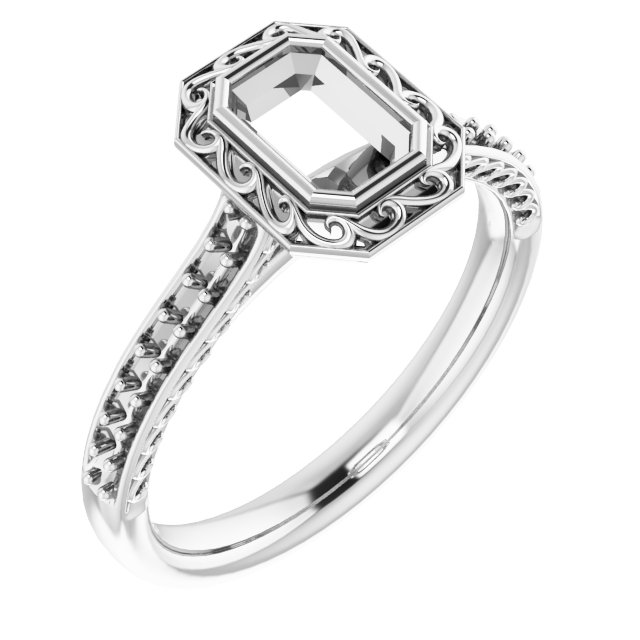 Bezel-Set Accented Scroll Engagement Ring