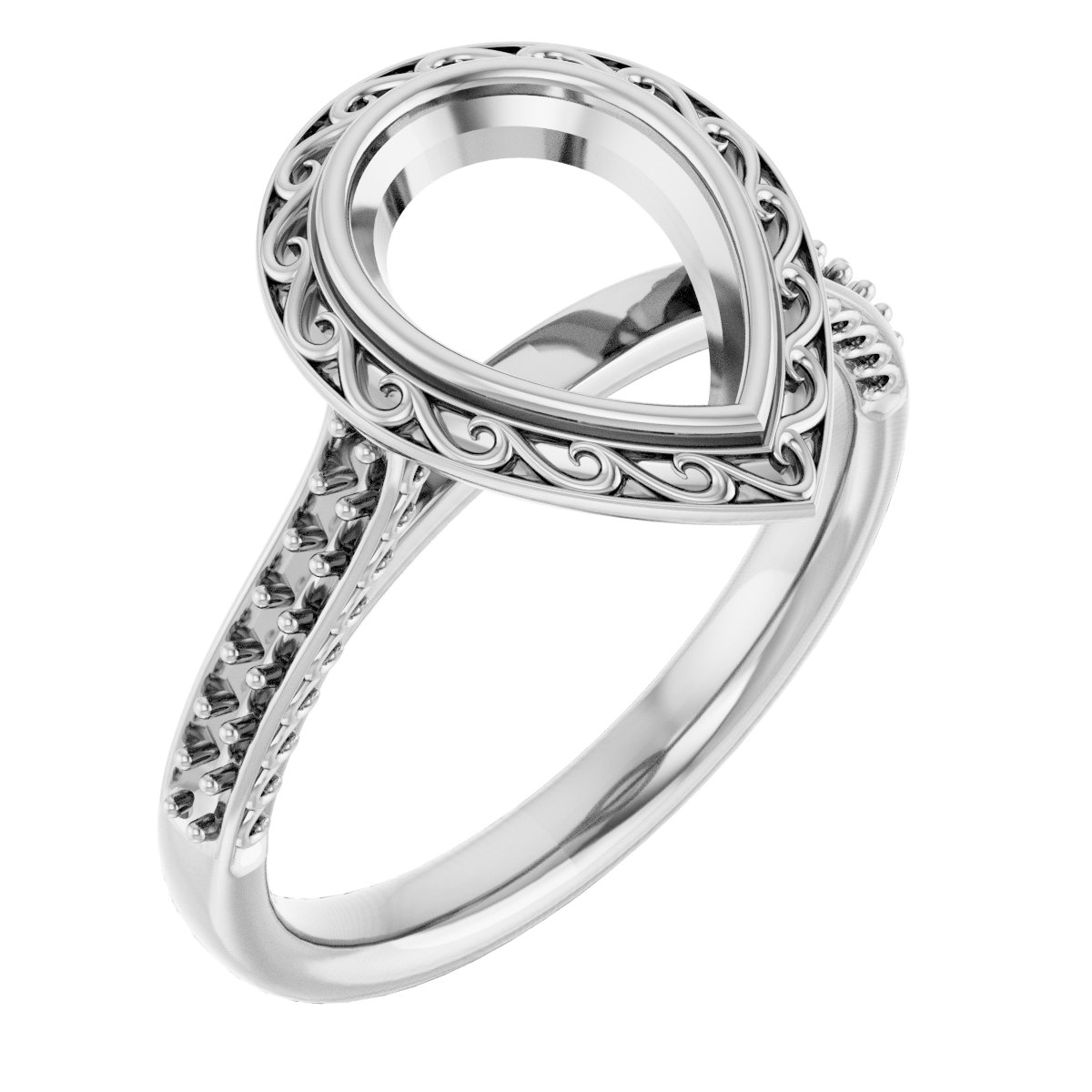 Bezel-Set Accented Scroll Engagement Ring