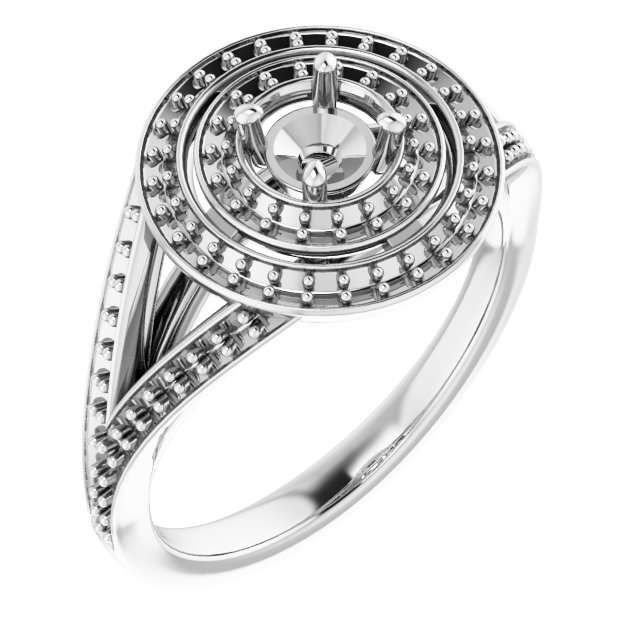 Double Halo-Style Engagement Ring
