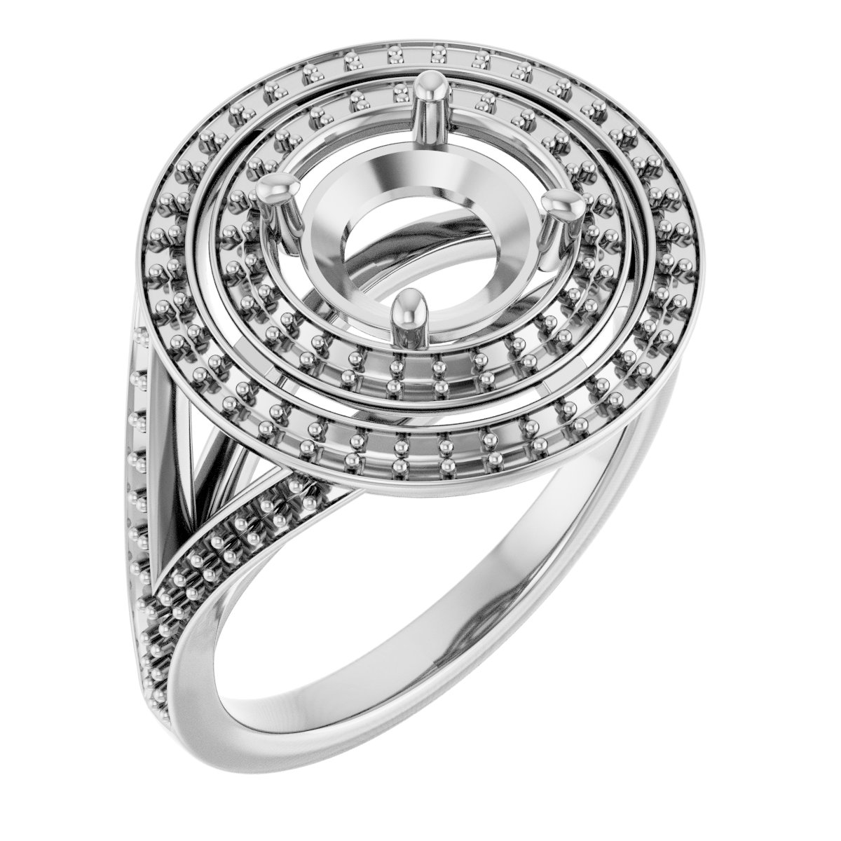 Double Halo-Style Engagement Ring