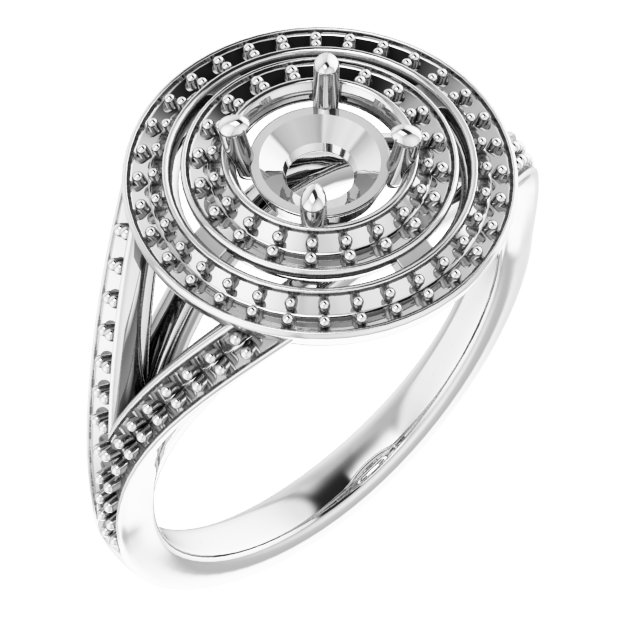 Double Halo-Style Engagement Ring