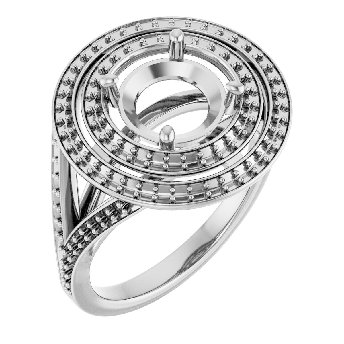 Double Halo-Style Engagement Ring