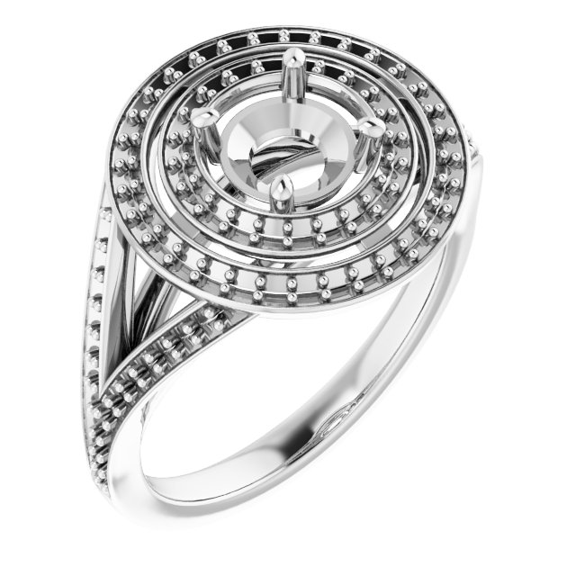 Double Halo-Style Engagement Ring