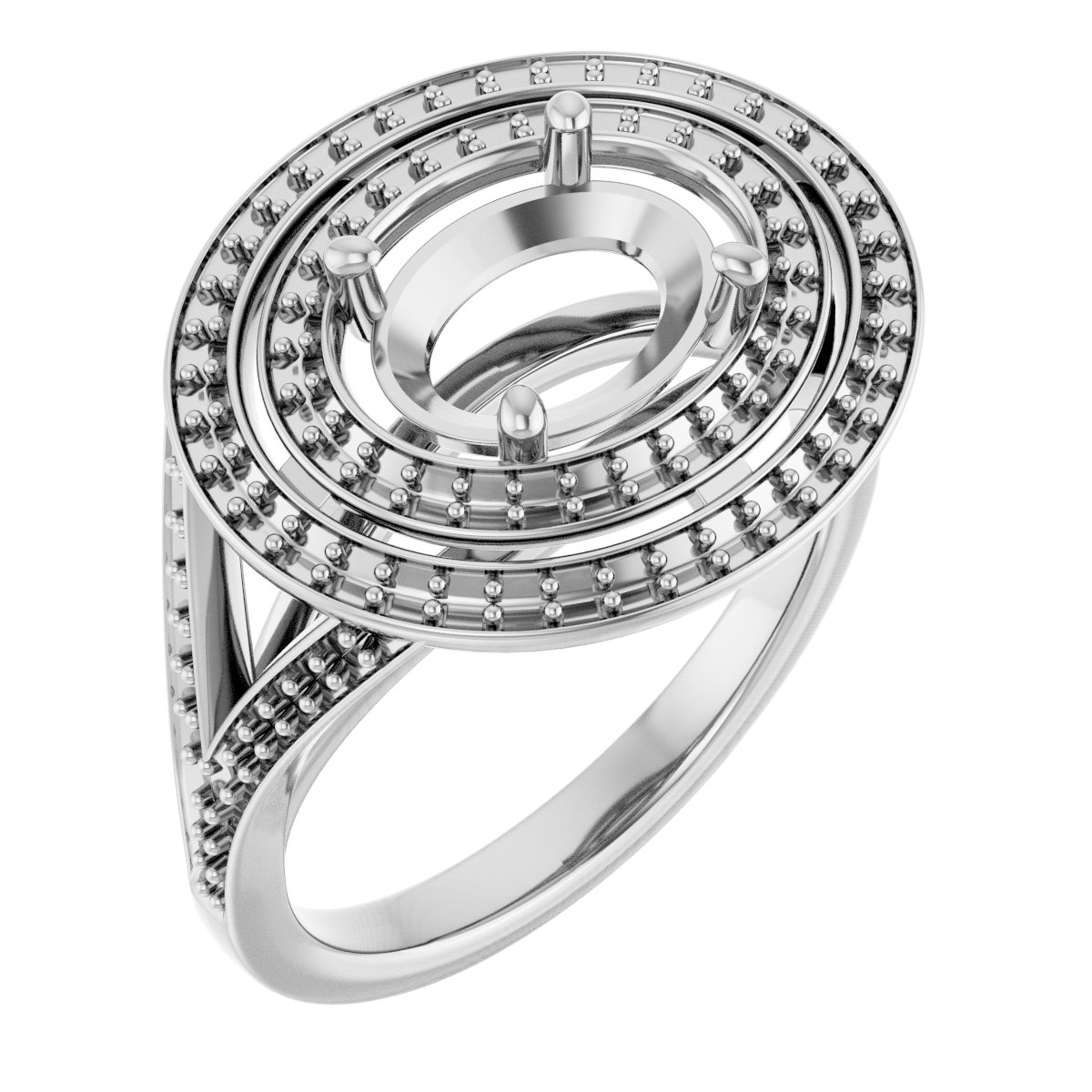 Double Halo-Style Engagement Ring