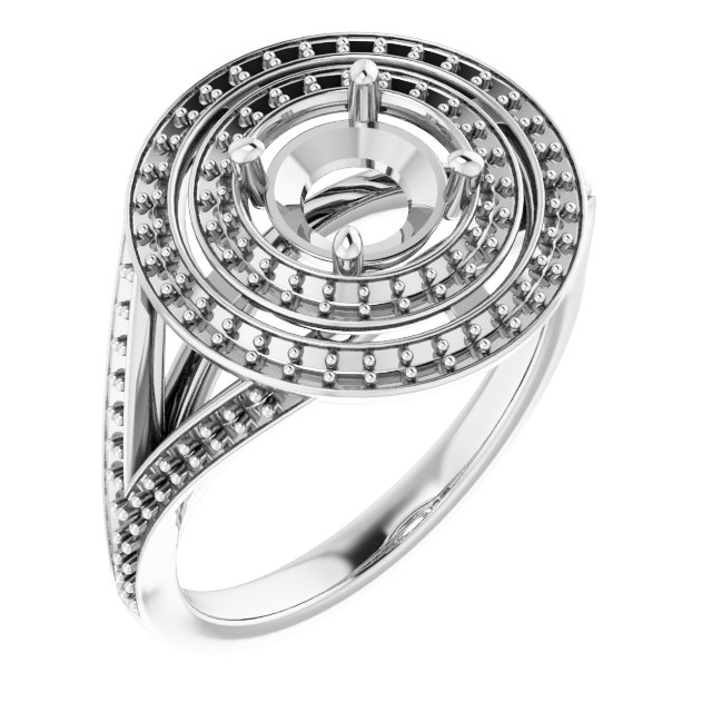 Double Halo-Style Engagement Ring