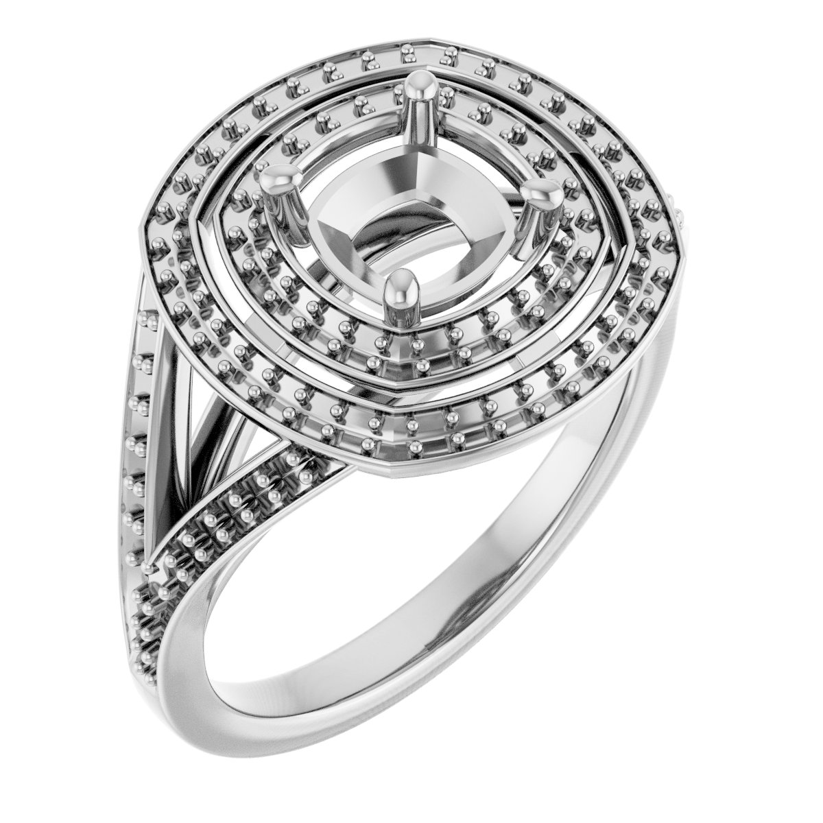 Double Halo-Style Engagement Ring