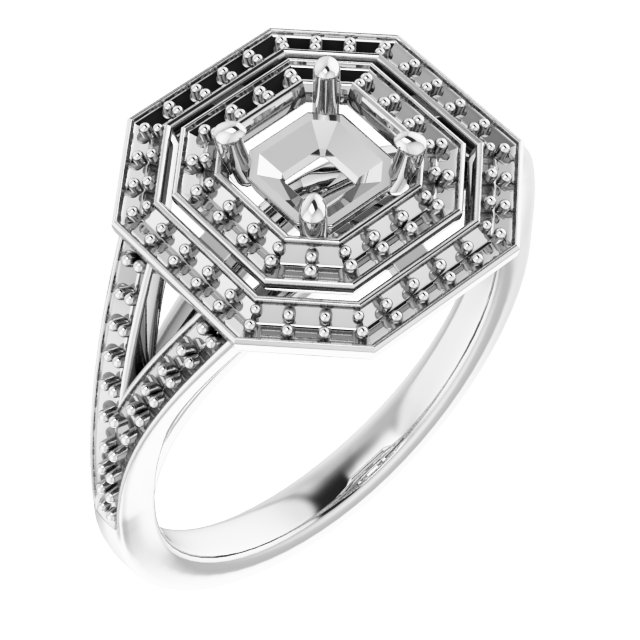 Double Halo-Style Engagement Ring
