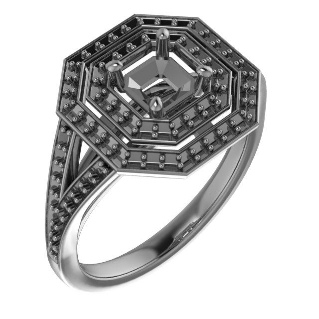 9 mm Square Engagement Ring Mounting