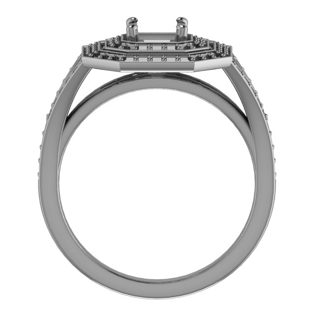 9 mm Square Engagement Ring Mounting view 2