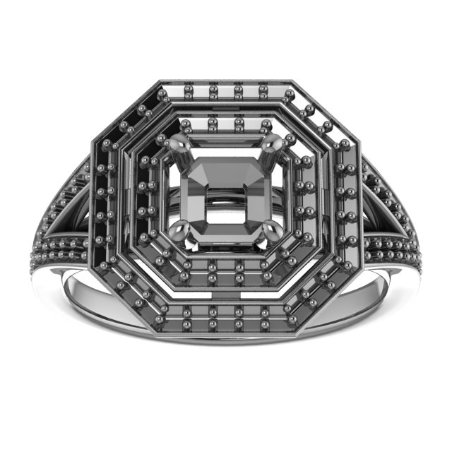 9 mm Square Engagement Ring Mounting view 3