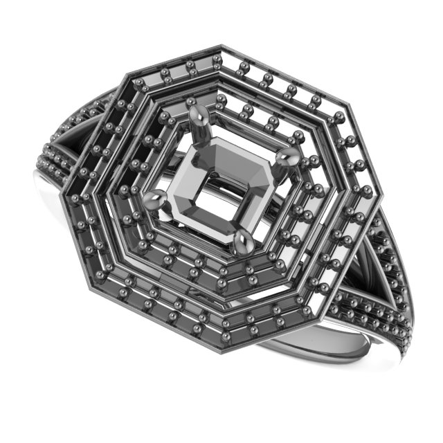 9 mm Square Engagement Ring Mounting view 5
