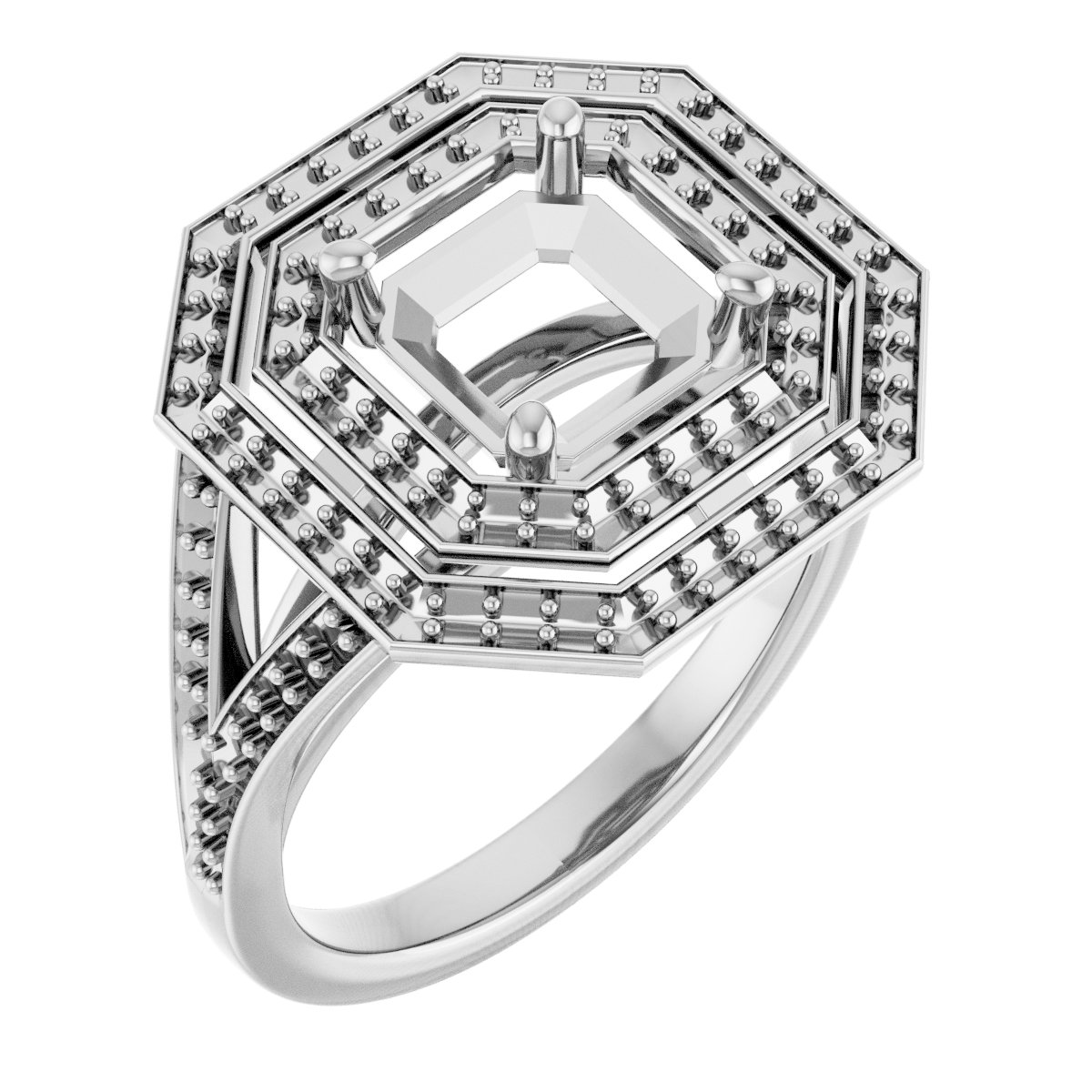 Double Halo-Style Engagement Ring