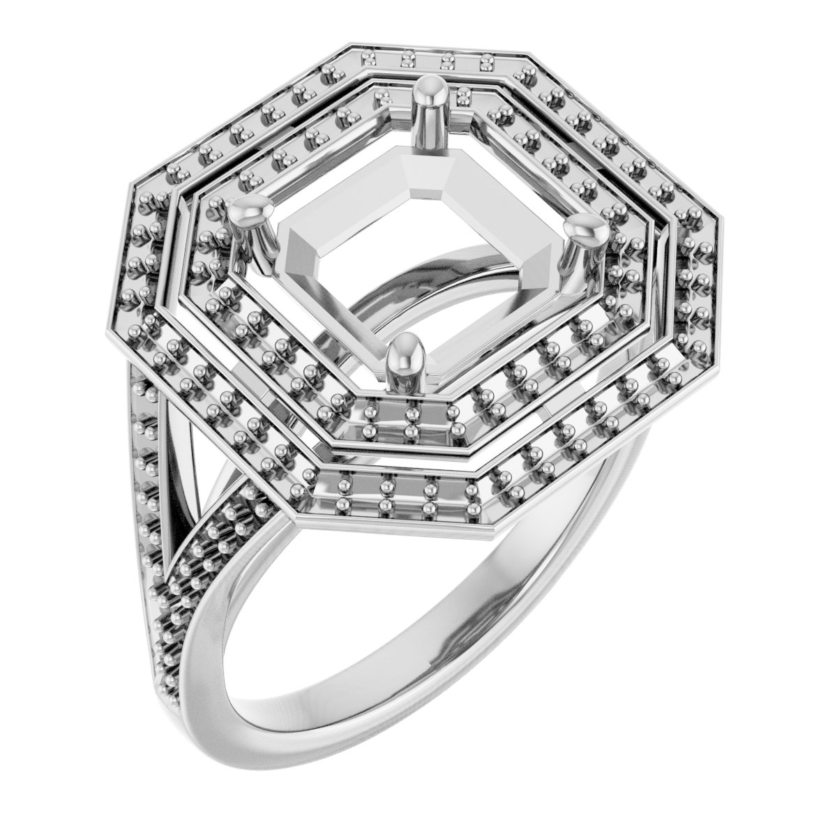 Double Halo-Style Engagement Ring