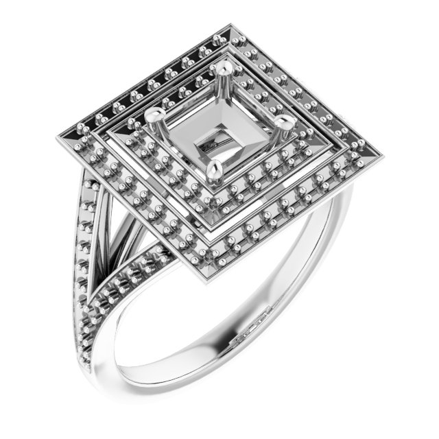 Double Halo-Style Engagement Ring