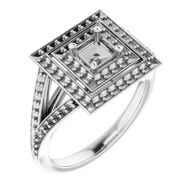 Double Halo-Style Engagement Ring
