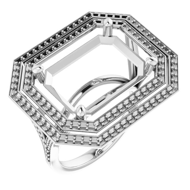 Double Halo-Style Engagement Ring