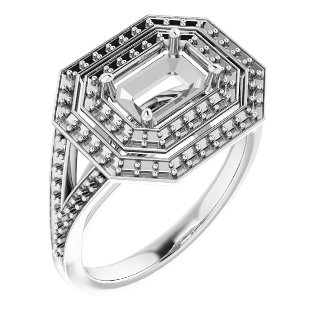 Double Halo-Style Engagement Ring