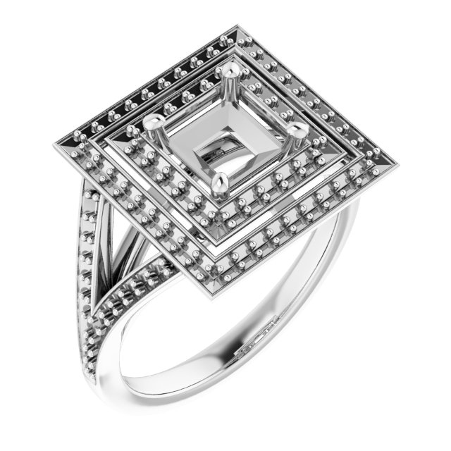 Double Halo-Style Engagement Ring