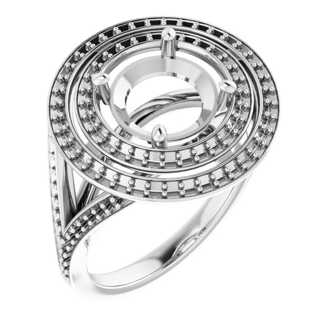 Double Halo-Style Engagement Ring