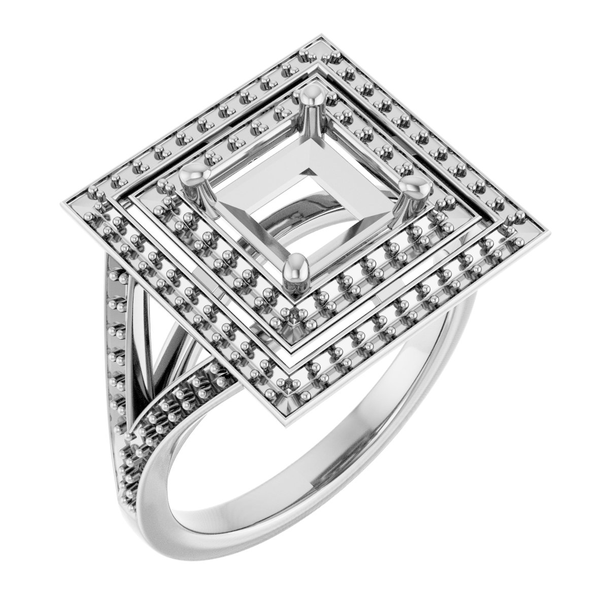 Double Halo-Style Engagement Ring