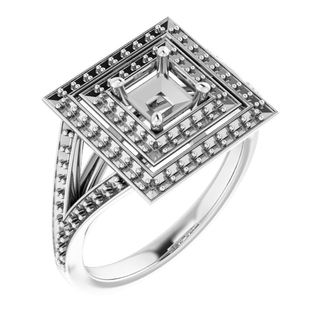 Double Halo-Style Engagement Ring